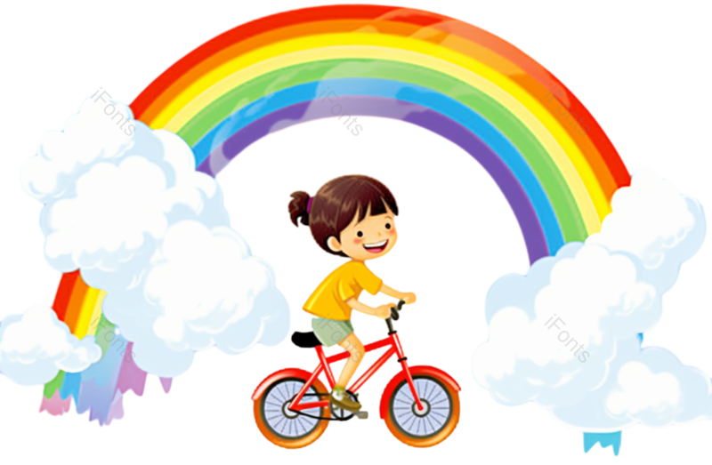 儿童节图片,蓝色元素,童话PNG,彩虹免抠素材